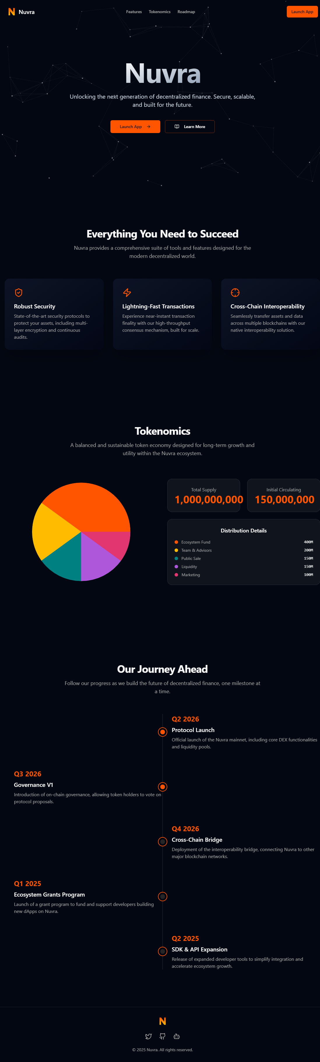 An interactive web 3 landing page for coin. It features simple design, animated and yet smooth background